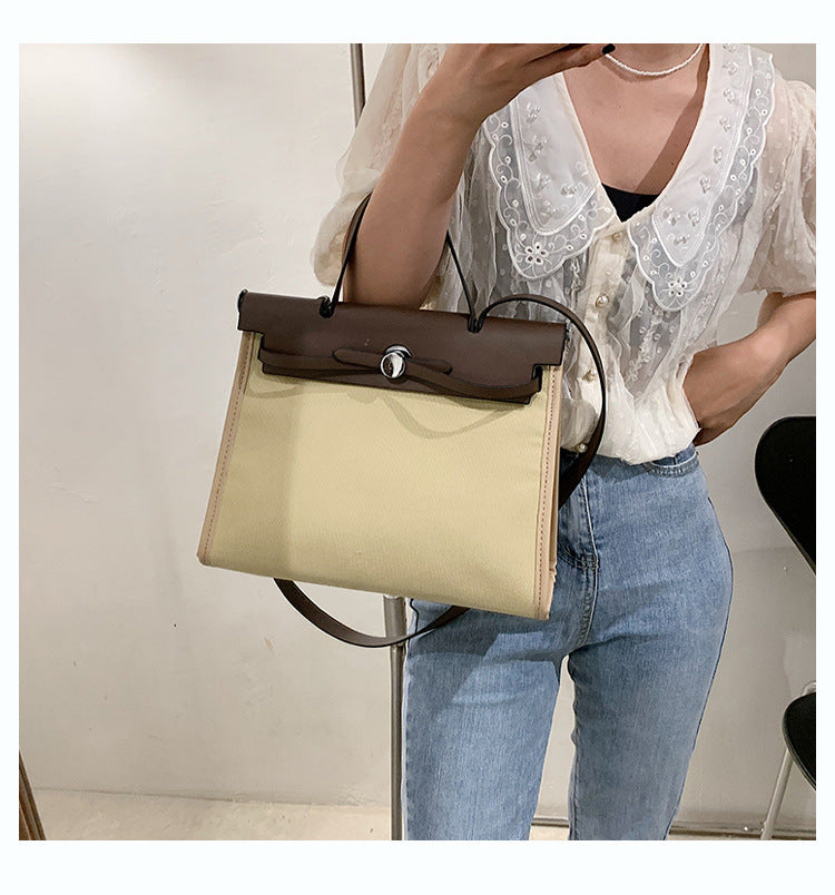 Fashion Tote Bag New Canvas Women's Bag Retro Briefcase Handbag Shoulder Crossbody Bag