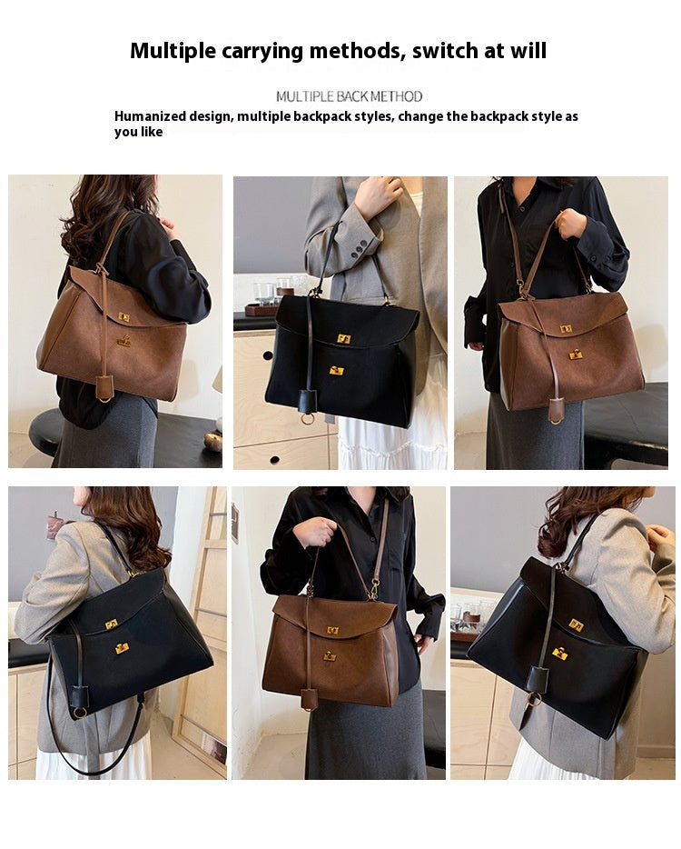 Large Capacity Commuting Bag Trendy Versatile Matte Retro Casual Single Shoulder Crossbody Tote Bag