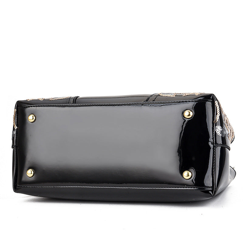Shiny Patent Leather Bridal Handbag - Stylish Large-Capacity Wedding Tote for Women (Shoulder/Crossbody Bag)