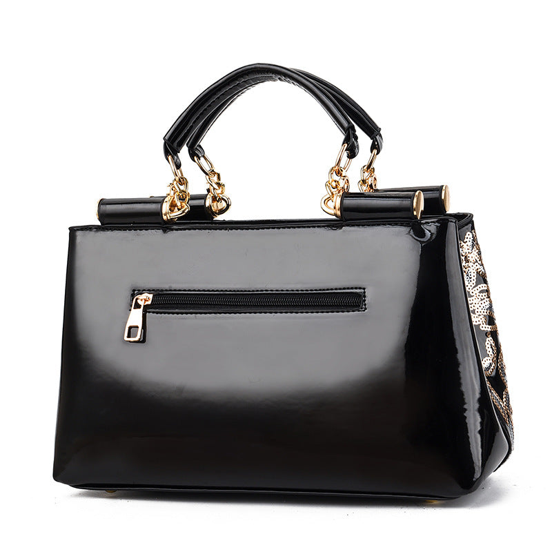 Shiny Patent Leather Bridal Handbag - Stylish Large-Capacity Wedding Tote for Women (Shoulder/Crossbody Bag)