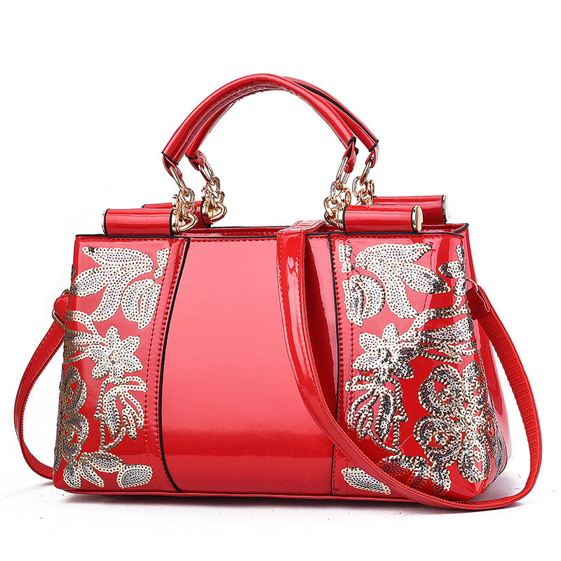 Shiny Patent Leather Bridal Handbag - Stylish Large-Capacity Wedding Tote for Women (Shoulder/Crossbody Bag)