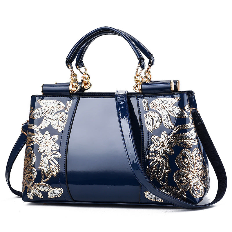 Shiny Patent Leather Bridal Handbag - Stylish Large-Capacity Wedding Tote for Women (Shoulder/Crossbody Bag)