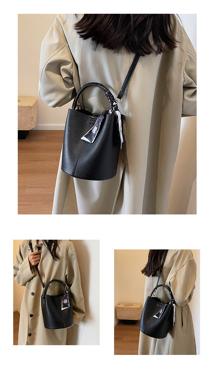 High-Quality Texture Solid Color Basket Bag Trendy Fashion Handbag Crossbody Bag