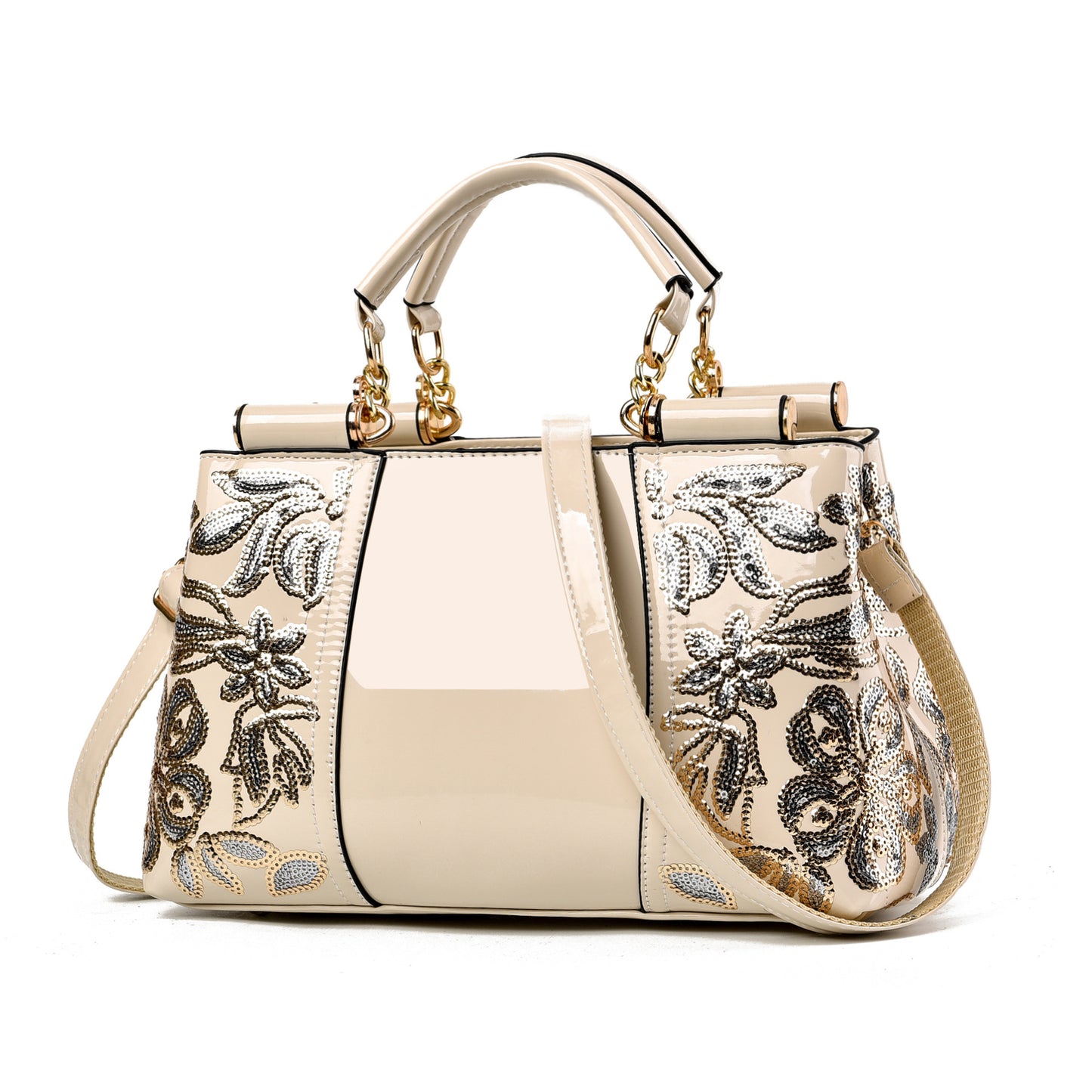 Shiny Patent Leather Bridal Handbag - Stylish Large-Capacity Wedding Tote for Women (Shoulder/Crossbody Bag)