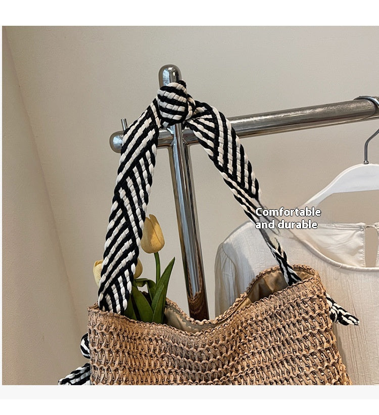New Trendy Woven Shoulder Tote Bag Beach Vacation Beach Bag