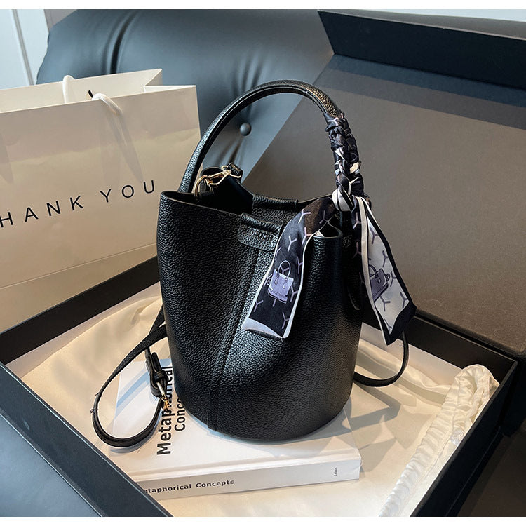High-Quality Texture Solid Color Basket Bag Trendy Fashion Handbag Crossbody Bag
