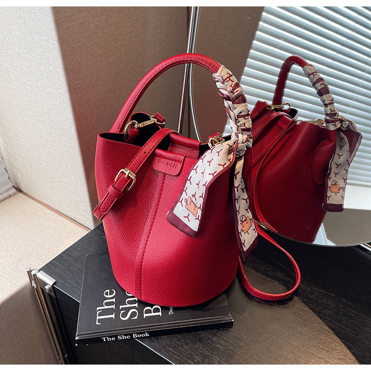 High-Quality Texture Solid Color Basket Bag Trendy Fashion Handbag Crossbody Bag