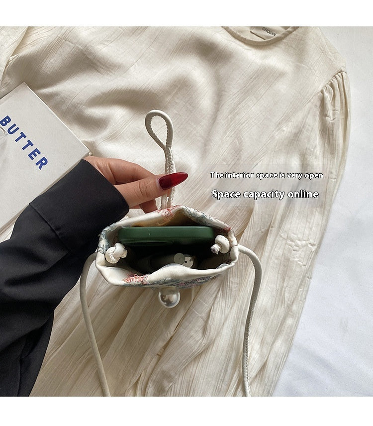 New Chinese Style Embroidered Phone Bag, Fashionable Versatile Casual Shoulder Crossbody Bag