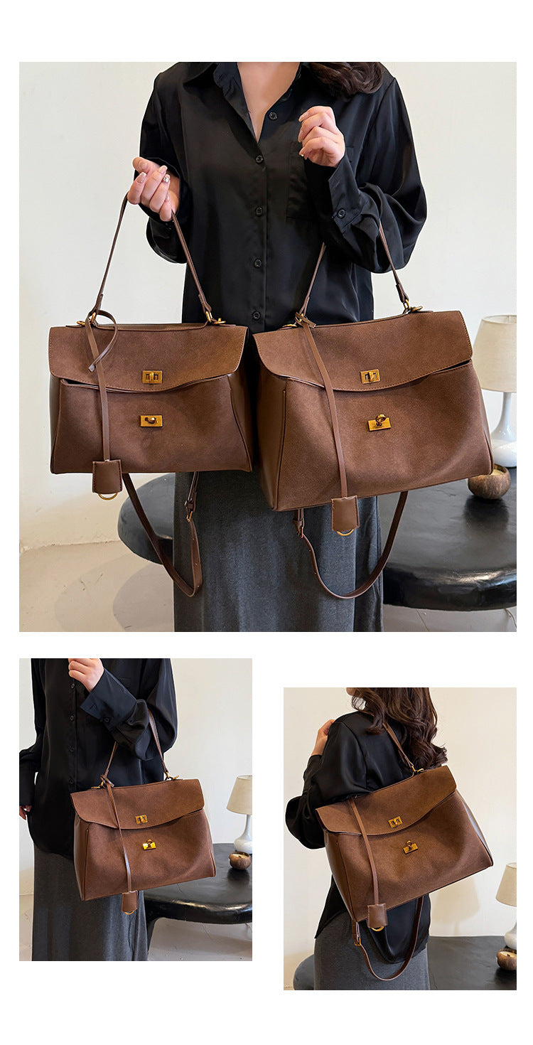 Large Capacity Commuting Bag Trendy Versatile Matte Retro Casual Single Shoulder Crossbody Tote Bag