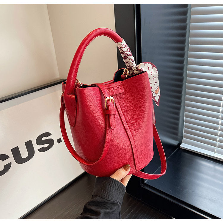 High-Quality Texture Solid Color Basket Bag Trendy Fashion Handbag Crossbody Bag