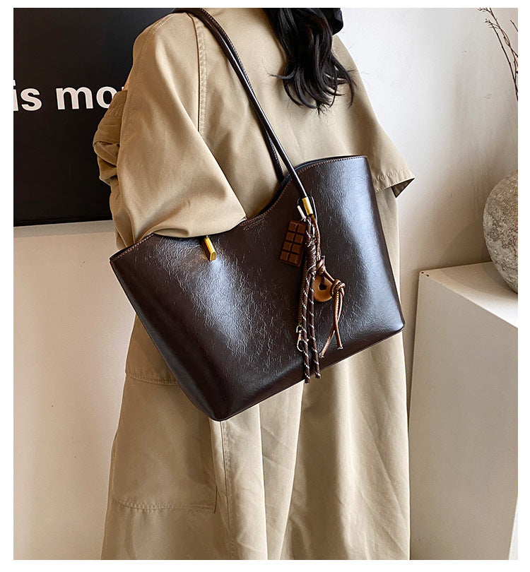 Simple High-Quality Texture Large Capacity Tote Bag Casual Versatile Handheld Shoulder Underarm Bag