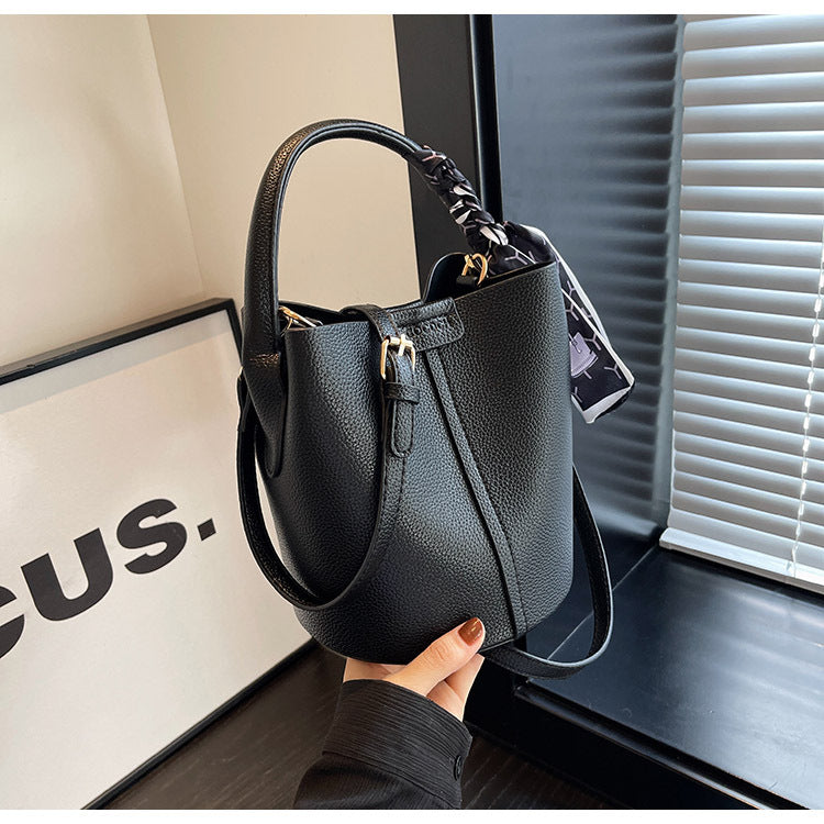 High-Quality Texture Solid Color Basket Bag Trendy Fashion Handbag Crossbody Bag