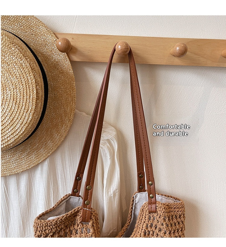 High-end Bucket Bag Large Capacity Underarm Bag Straw Bag Fashionable Shoulder Bag