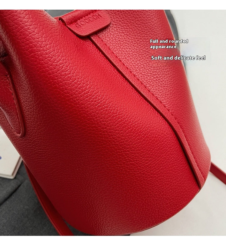 High-Quality Texture Solid Color Basket Bag Trendy Fashion Handbag Crossbody Bag
