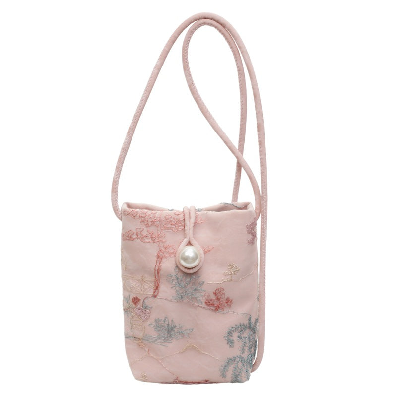 New Chinese Style Embroidered Phone Bag, Fashionable Versatile Casual Shoulder Crossbody Bag
