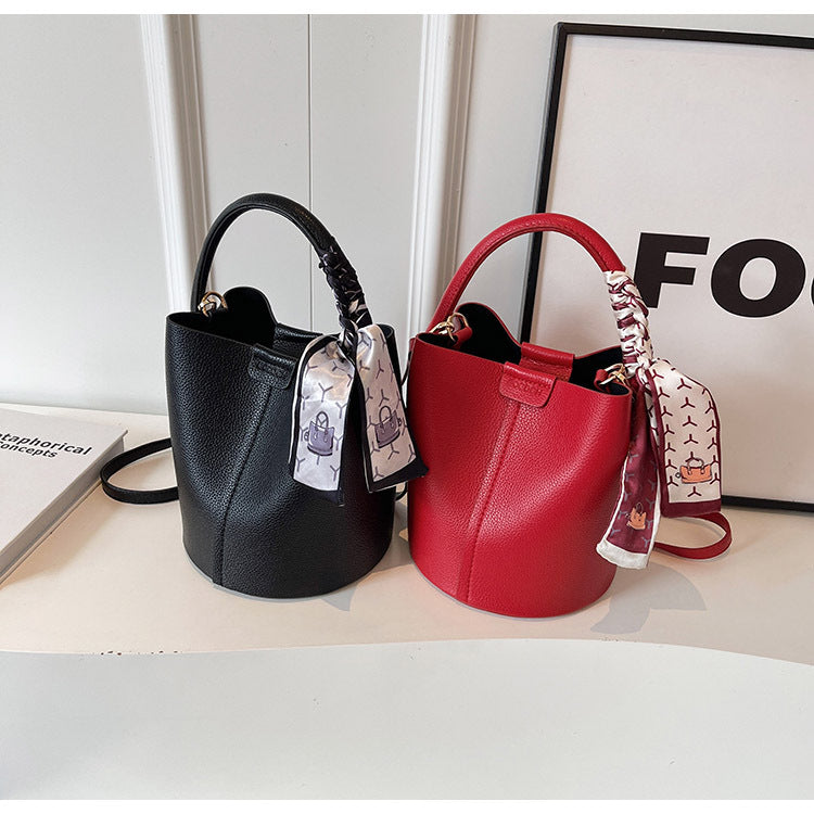 High-Quality Texture Solid Color Basket Bag Trendy Fashion Handbag Crossbody Bag