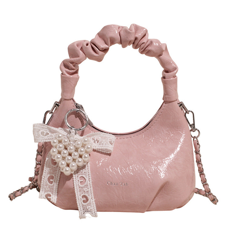 High-end Pleated Handbag Small Square Bag Versatile Stylish Chain Commuter Shoulder Crossbody Bag
