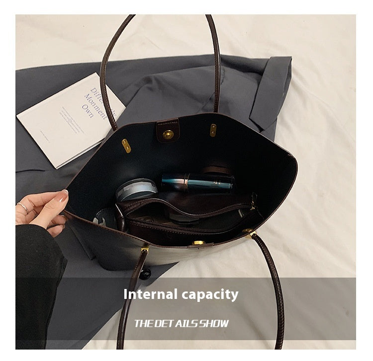 Simple High-Quality Texture Large Capacity Tote Bag Casual Versatile Handheld Shoulder Underarm Bag