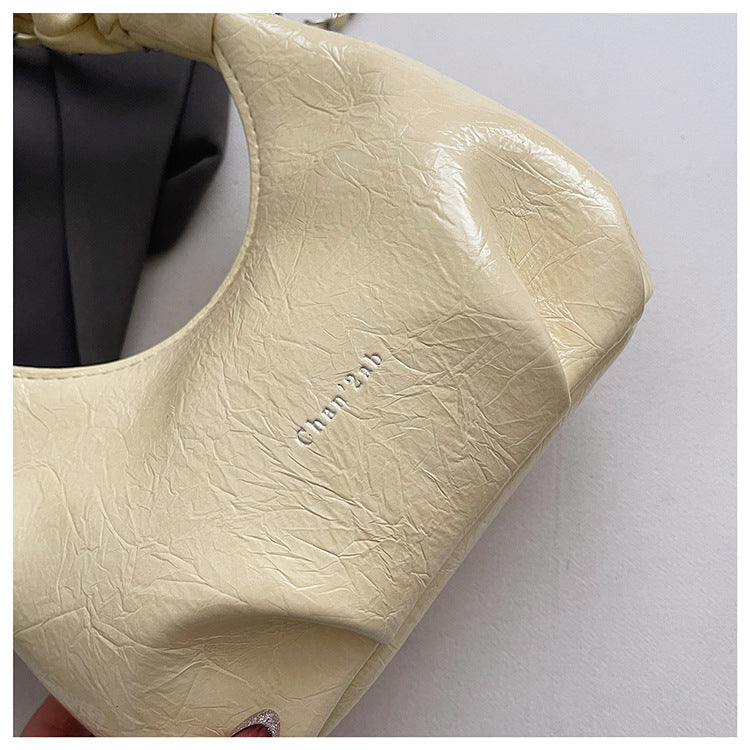 High-end Pleated Handbag Small Square Bag Versatile Stylish Chain Commuter Shoulder Crossbody Bag