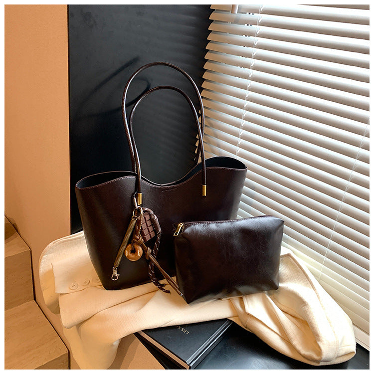 Simple High-Quality Texture Large Capacity Tote Bag Casual Versatile Handheld Shoulder Underarm Bag