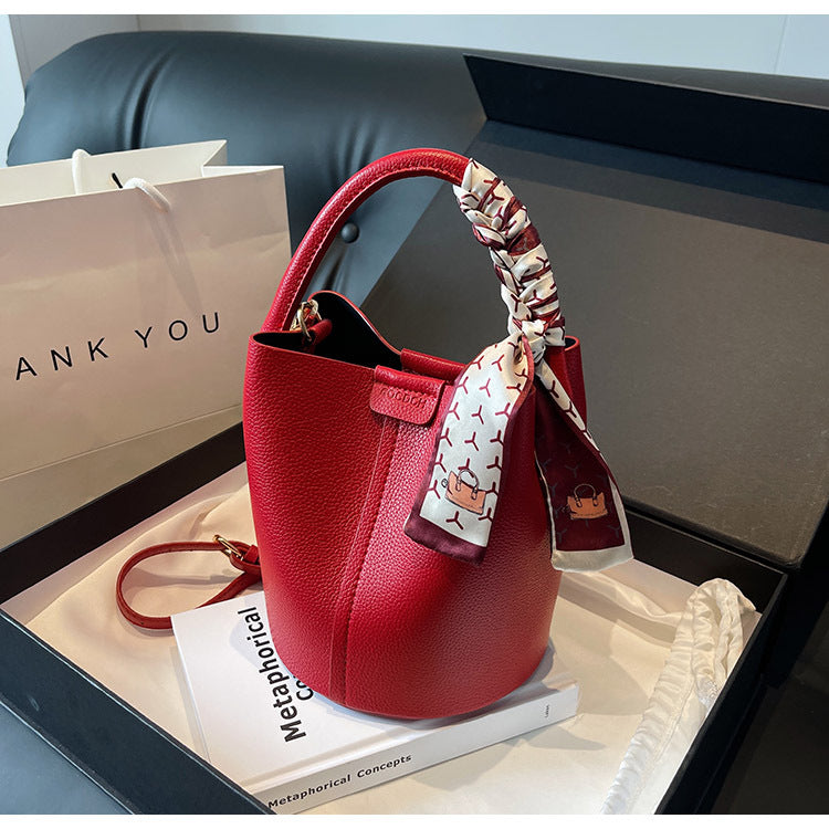 High-Quality Texture Solid Color Basket Bag Trendy Fashion Handbag Crossbody Bag
