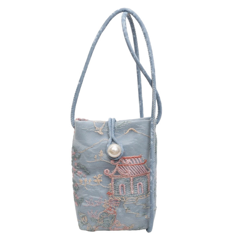 New Chinese Style Embroidered Phone Bag, Fashionable Versatile Casual Shoulder Crossbody Bag