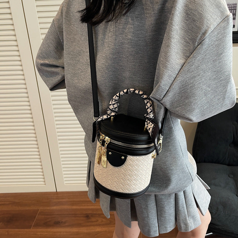 High-end Patchwork Fashion Handbag Bucket Bag. Diamond Trendy Casual Simple Shoulder Crossbody Bag