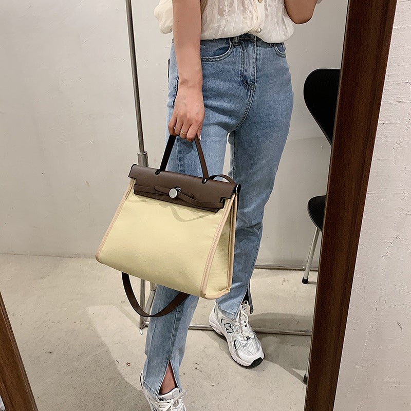 Fashion Tote Bag New Canvas Women's Bag Retro Briefcase Handbag Shoulder Crossbody Bag