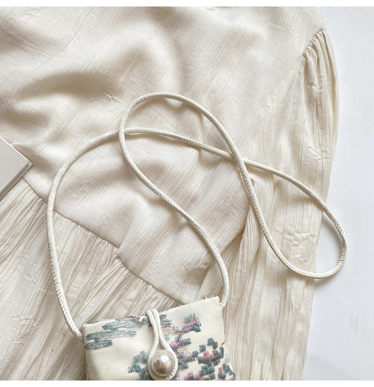 New Chinese Style Embroidered Phone Bag, Fashionable Versatile Casual Shoulder Crossbody Bag