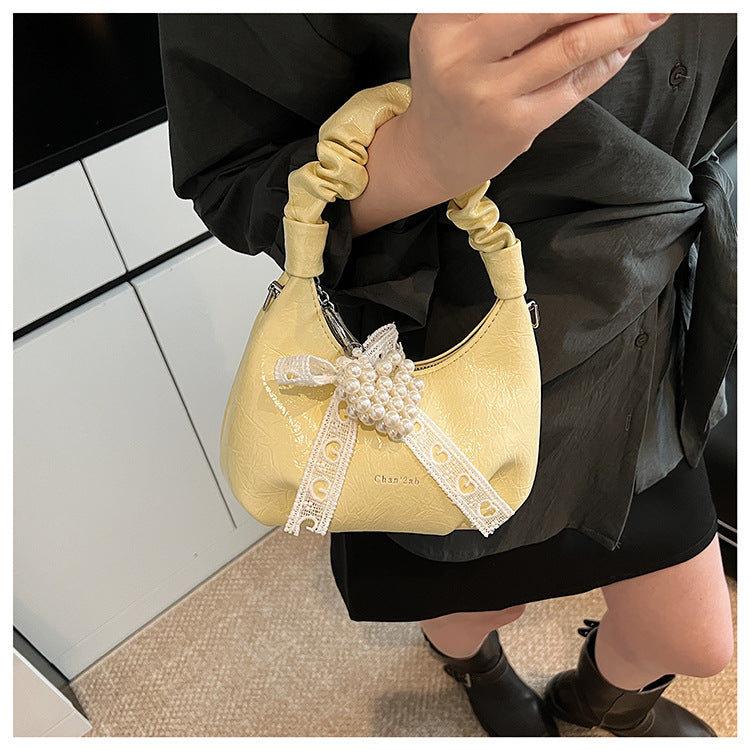 High-end Pleated Handbag Small Square Bag Versatile Stylish Chain Commuter Shoulder Crossbody Bag