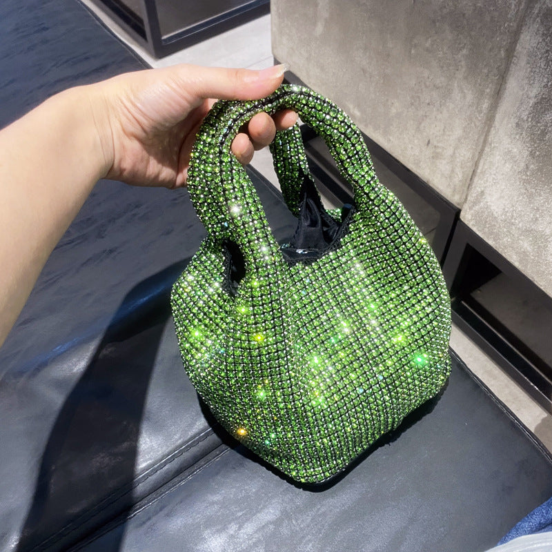 Rhinestone bag portable bucket bag single shoulder crossbody chain bag handbag