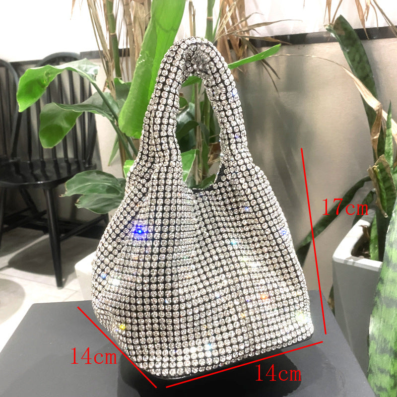 Rhinestone bag portable bucket bag single shoulder crossbody chain bag handbag