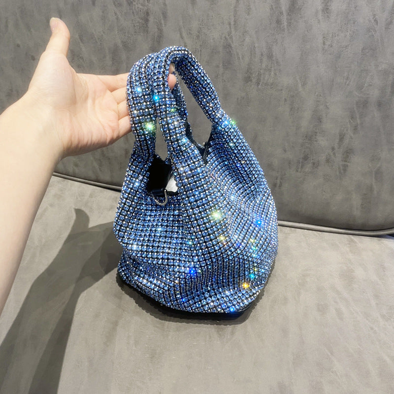 Rhinestone bag portable bucket bag single shoulder crossbody chain bag handbag