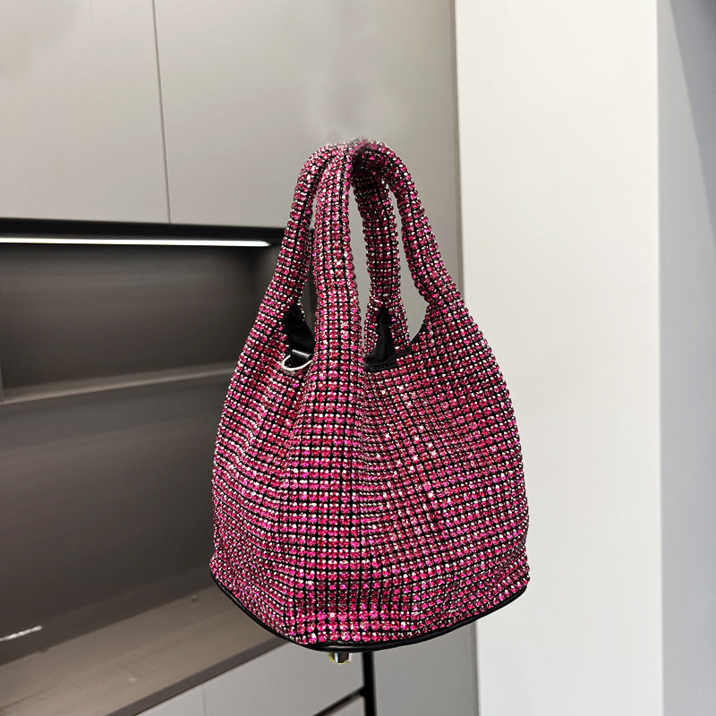 Rhinestone bag portable bucket bag single shoulder crossbody chain bag handbag