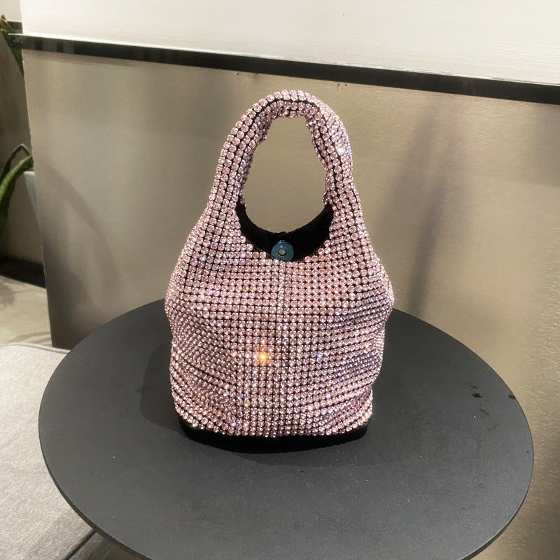 Rhinestone bag portable bucket bag single shoulder crossbody chain bag handbag