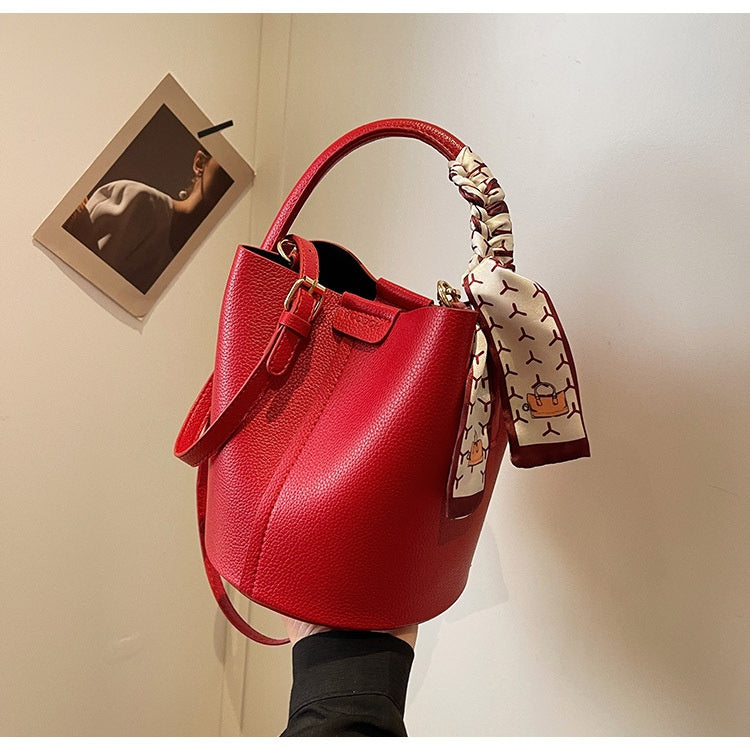 High-Quality Texture Solid Color Basket Bag Trendy Fashion Handbag Crossbody Bag