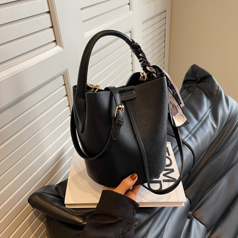 High-Quality Texture Solid Color Basket Bag Trendy Fashion Handbag Crossbody Bag