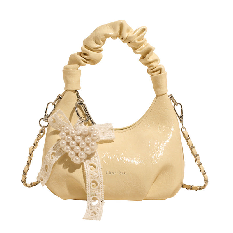 High-end Pleated Handbag Small Square Bag Versatile Stylish Chain Commuter Shoulder Crossbody Bag