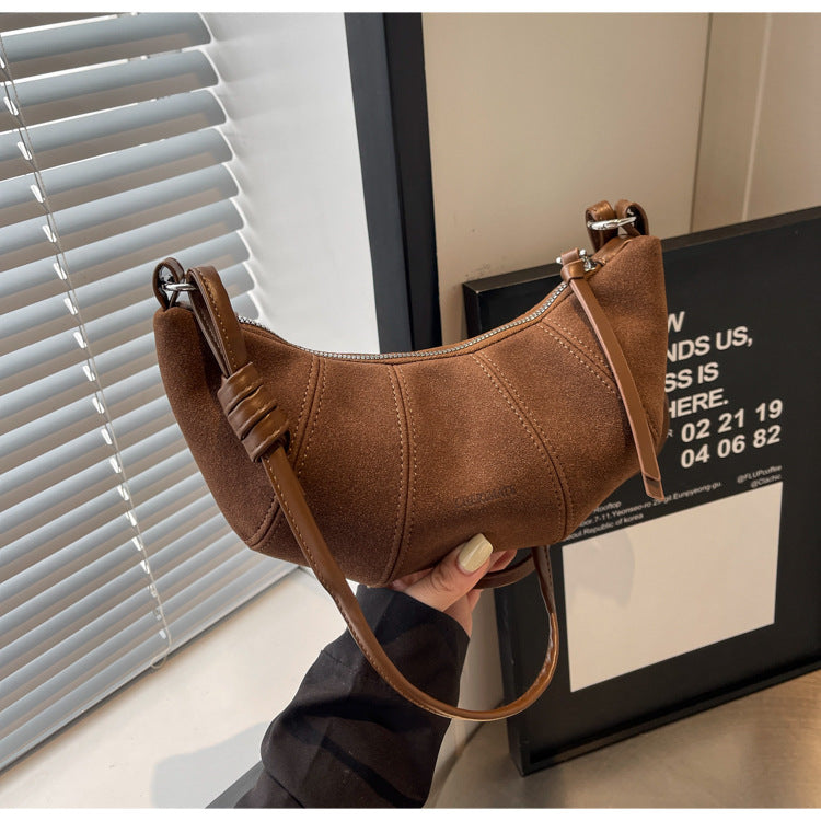 High-end Texture Retro Matte Bag Niche Design Crossbody Bag Commuter Dumpling Bag