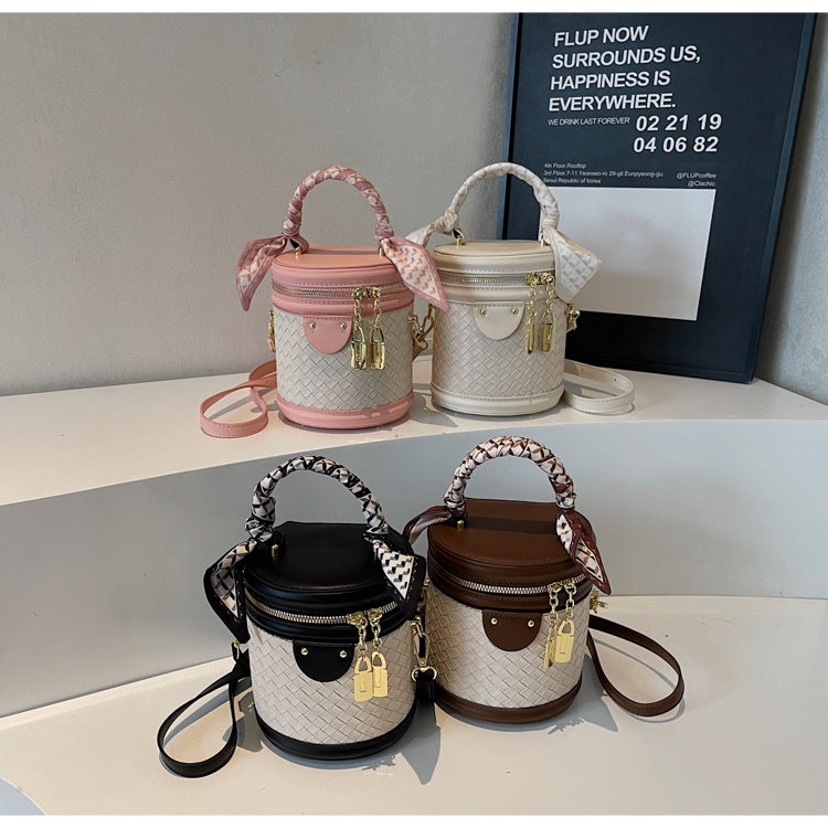 High-end Patchwork Fashion Handbag Bucket Bag. Diamond Trendy Casual Simple Shoulder Crossbody Bag