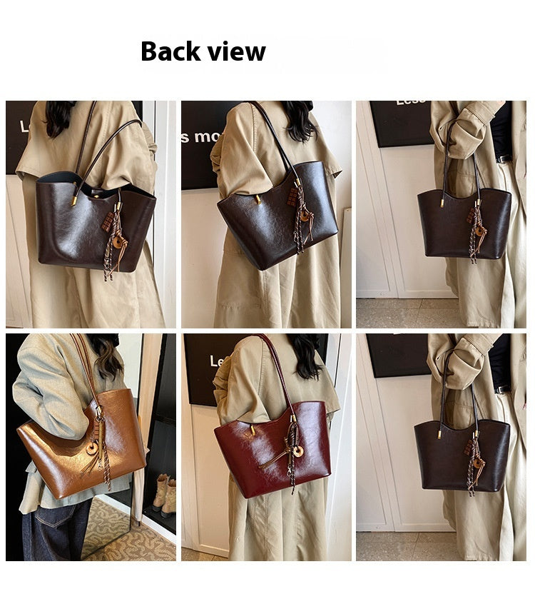 Simple High-Quality Texture Large Capacity Tote Bag Casual Versatile Handheld Shoulder Underarm Bag