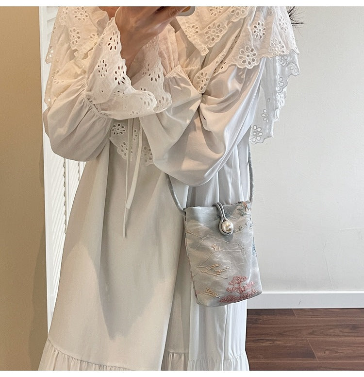 New Chinese Style Embroidered Phone Bag, Fashionable Versatile Casual Shoulder Crossbody Bag