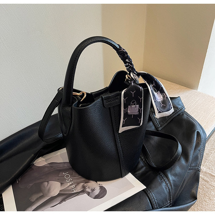 High-Quality Texture Solid Color Basket Bag Trendy Fashion Handbag Crossbody Bag