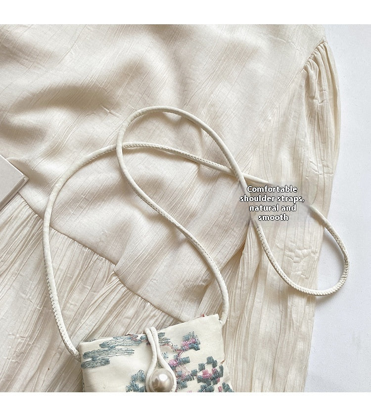 New Chinese Style Embroidered Phone Bag, Fashionable Versatile Casual Shoulder Crossbody Bag