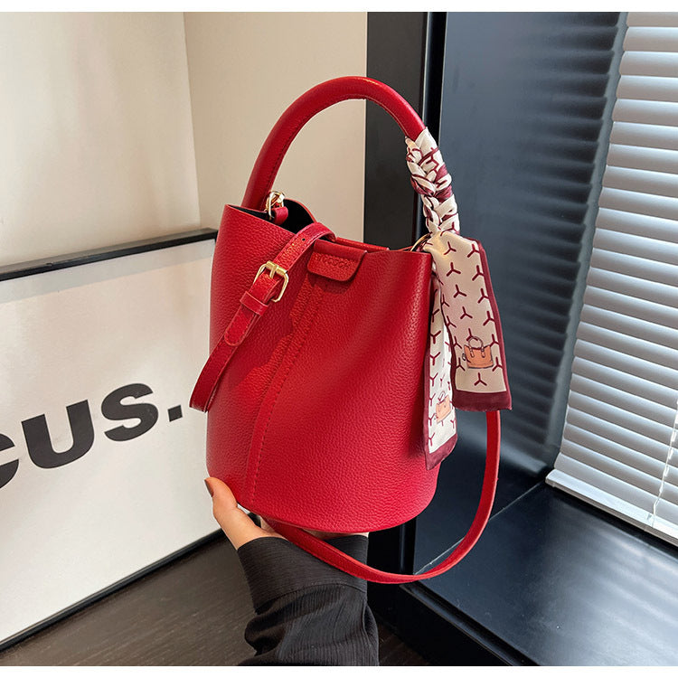 High-Quality Texture Solid Color Basket Bag Trendy Fashion Handbag Crossbody Bag