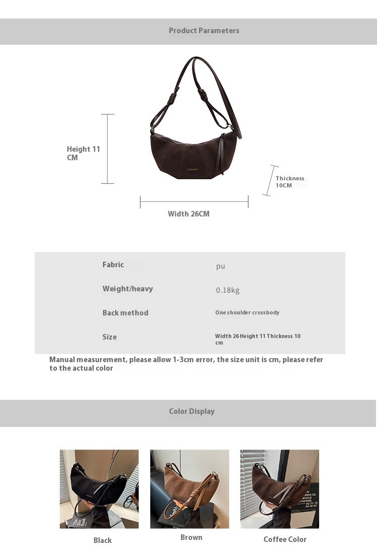 High-end Texture Retro Matte Bag Niche Design Crossbody Bag Commuter Dumpling Bag