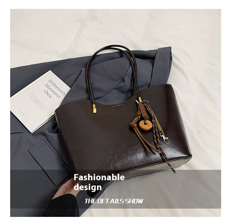 Simple High-Quality Texture Large Capacity Tote Bag Casual Versatile Handheld Shoulder Underarm Bag