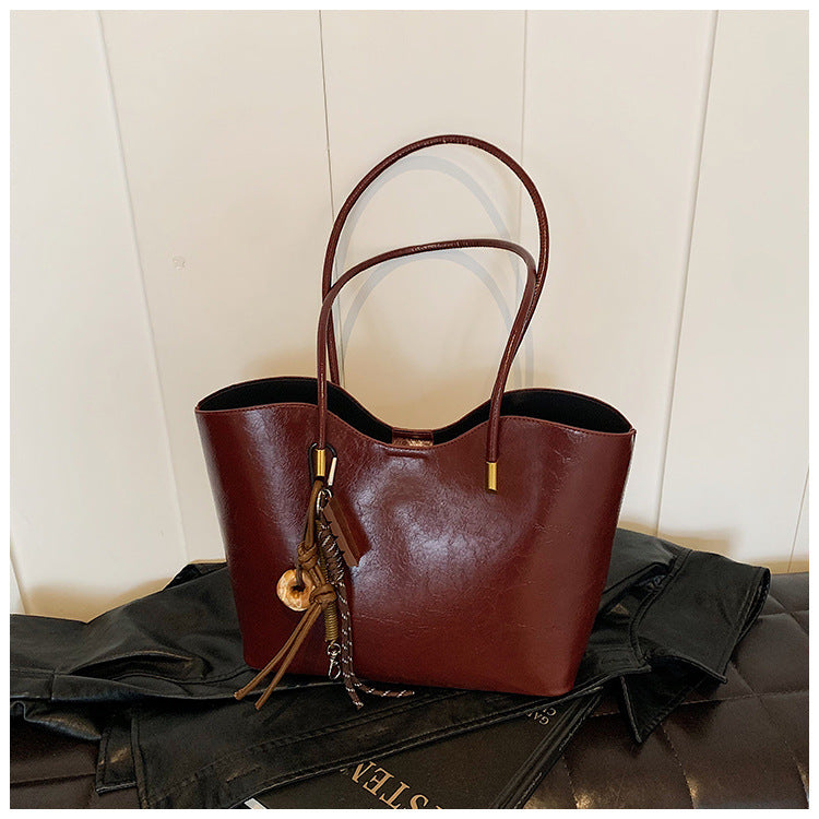 Simple High-Quality Texture Large Capacity Tote Bag Casual Versatile Handheld Shoulder Underarm Bag