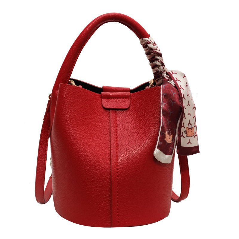 High-Quality Texture Solid Color Basket Bag Trendy Fashion Handbag Crossbody Bag
