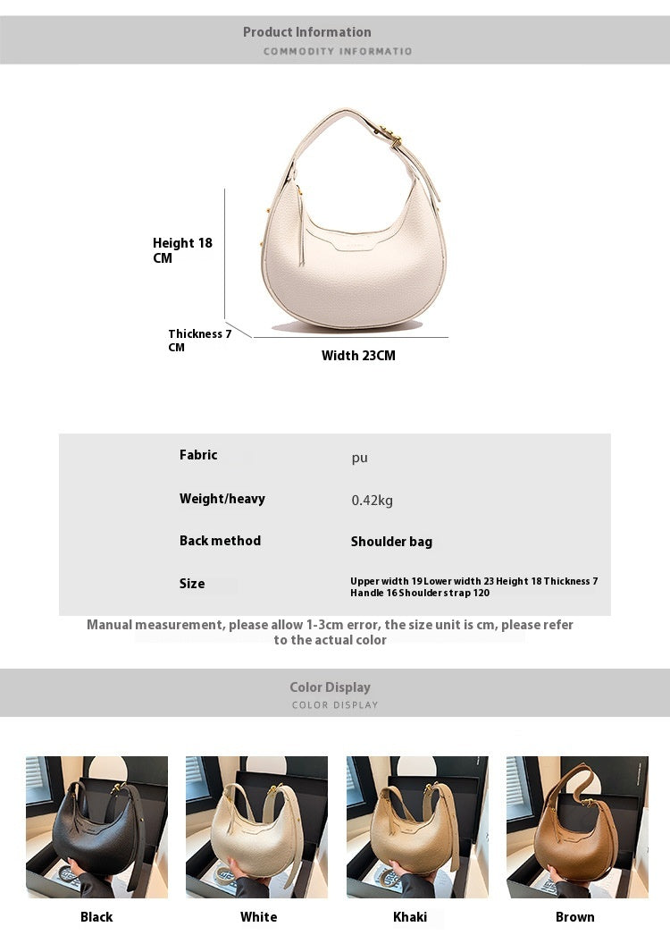 Unique Handbag Versatile Shoulder Crossbody Underarm Bag Casual Fashion Crescent Bag